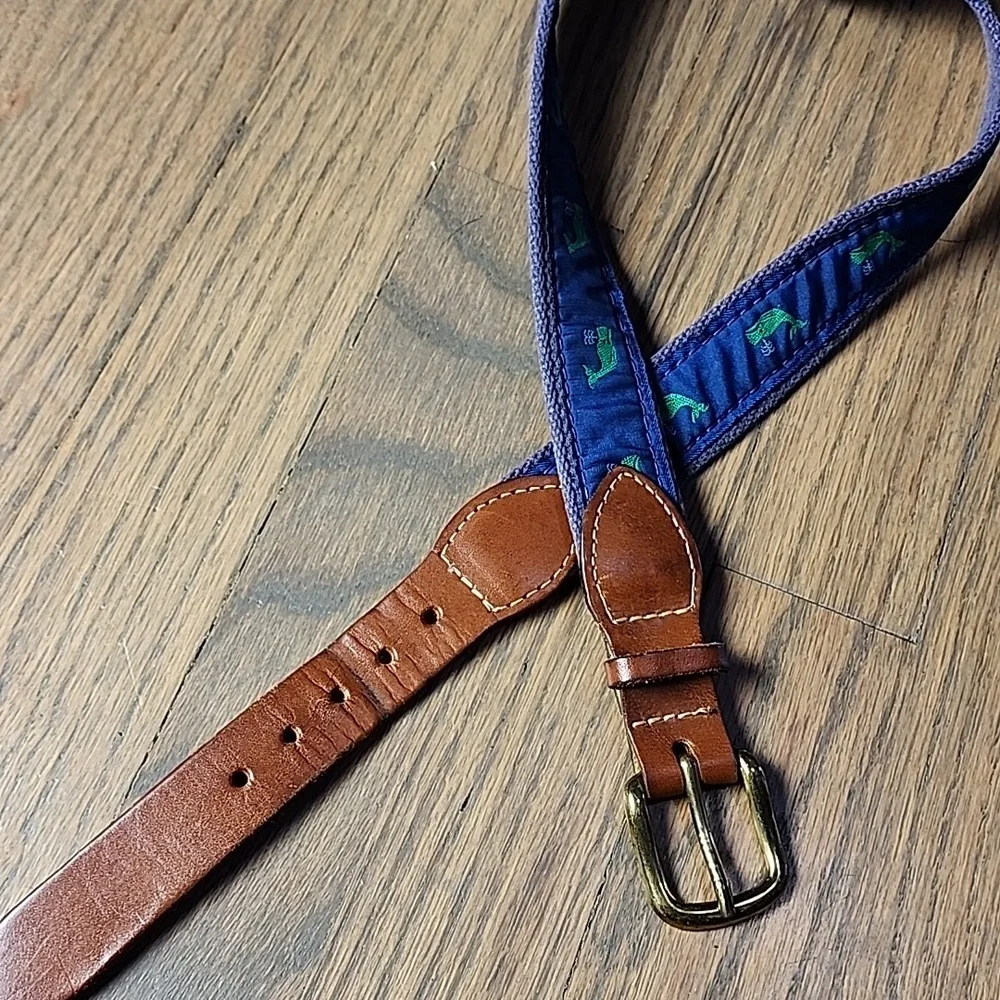 Kids' Brown and Blue Belt with Whale Design